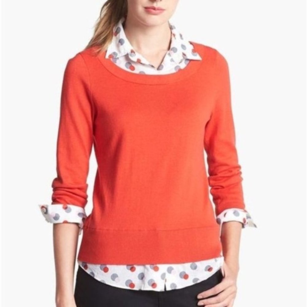 Kate Spade Yardley Layered Polka Dot Red Sweater